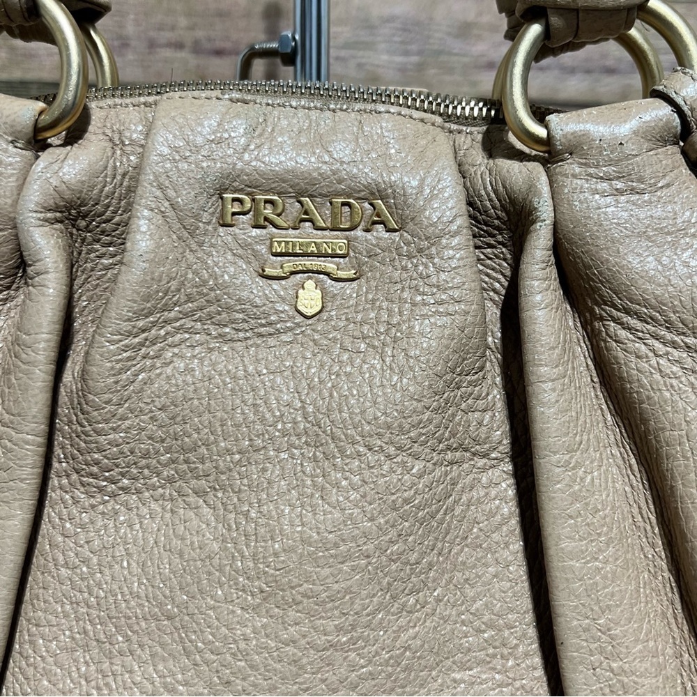 Prada Beige Leather Zip Hobo Bag - Picture 3 of 12